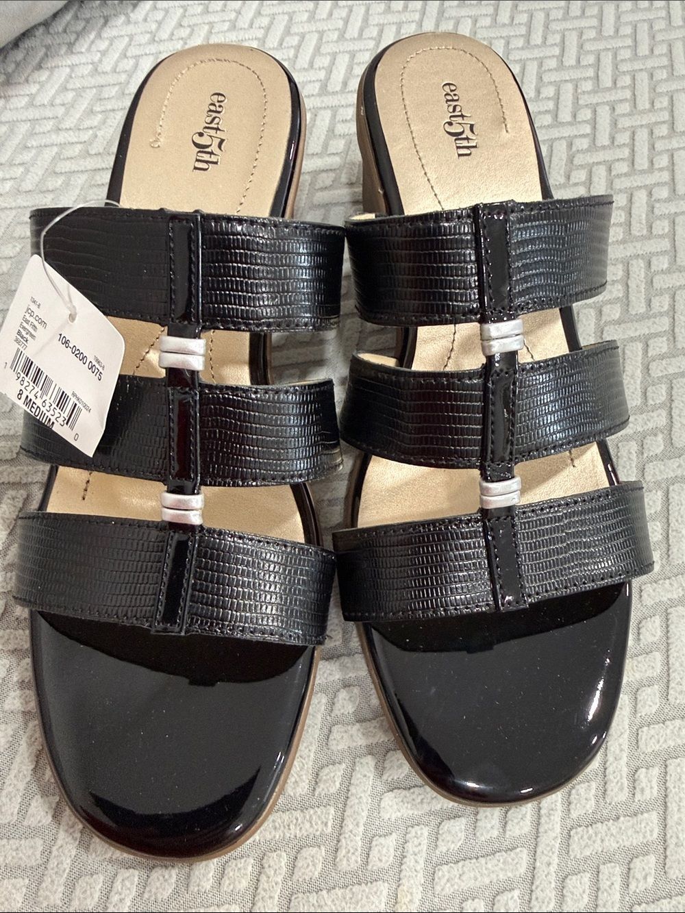 East 5th Shoes Evergreen Womens Black Slide Summer Sandals Size 8M